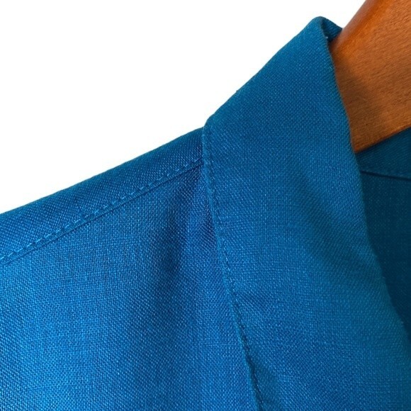 J Jill Love Linen Relaxed Tunic Top 3/4 Sleeve Popover Placket Collared High/Low - Picture 4 of 15